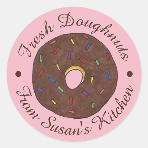 Fresh Donuts Doughnuts Baked By From the Kitchen Classic Round Sticker