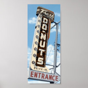 Fresh Donuts Drive-In on Route 66 Retro Poster