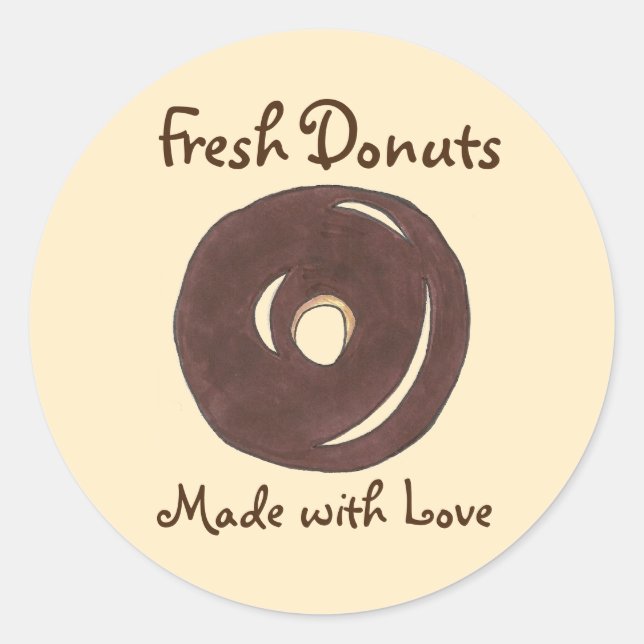 Fresh Donuts Made with Love Baked Baking Doughnut Classic Round Sticker (Front)