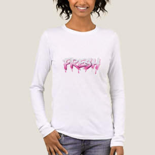 FRESH Dripping Pink Paint Graffiti Long Sleeve T-S Tri-Blend Shirt