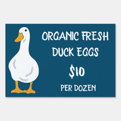 Fresh Duck Eggs White Duck Navy Blue Lawn Sign