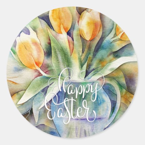 Fresh Easter Tulips Easter Classic Round Sticker