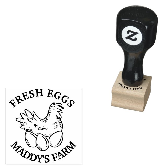 fresh egg farmer free range organic chicken coop   rubber stamp (Stamped)