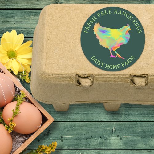 Fresh Eggs Chicken Business Green Personalized Classic Round Sticker