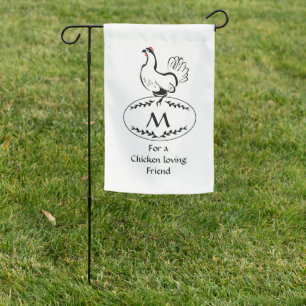 Fresh Eggs Classic Laying Hen on a Monogram Egg Garden Flag