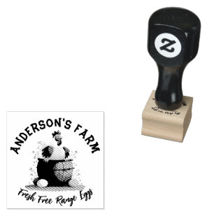 Fresh Eggs Custom Family Farm Hen Basket Egg Rubber Stamp