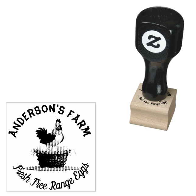 Fresh Eggs Custom Family Farm Hen Monogram Egg  Rubber Stamp (Stamped)