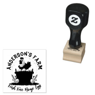 Fresh Eggs  Custom Rustic Family Farm Egg  Rubber Stamp