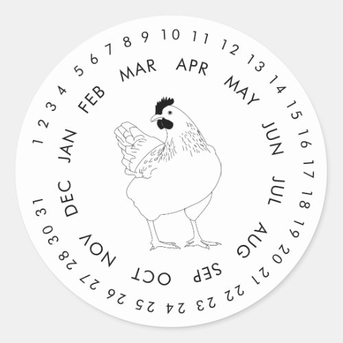 Fresh Eggs Encircled Dates Vintage Chicke Sticker