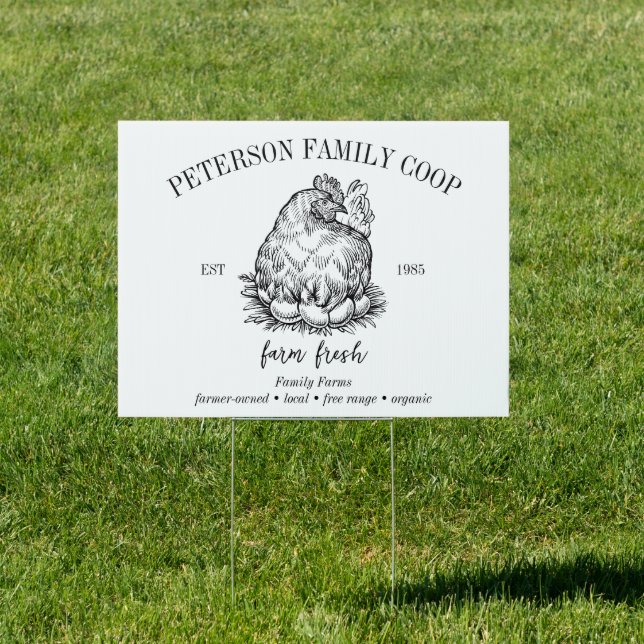 Fresh Eggs Family Farm Yard Sign (Insitu)