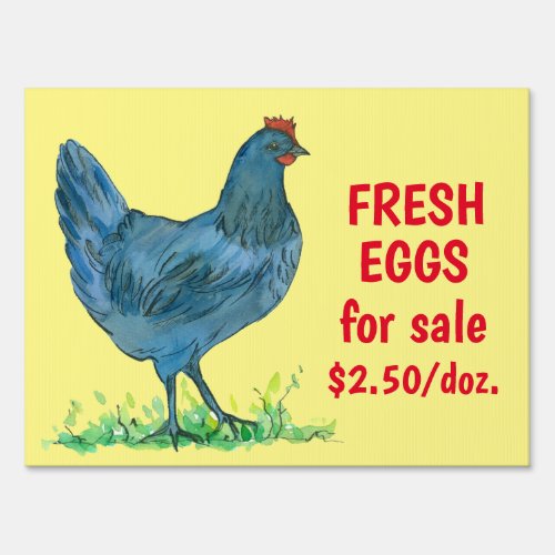 Fresh Eggs For Sale Blue Hen Chicken Sign