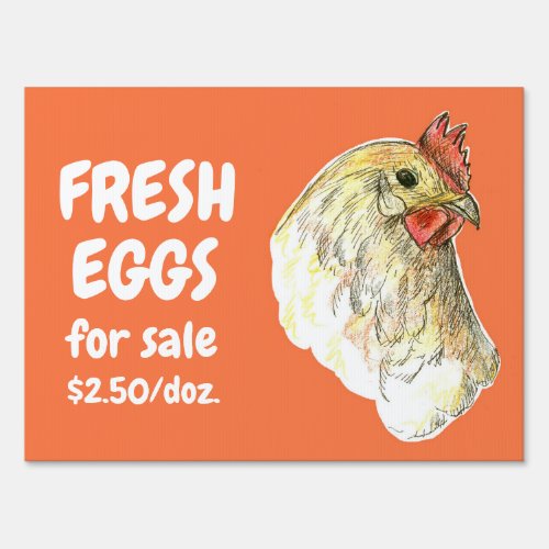 Fresh Eggs For Sale Chicken Hen Orange Sign
