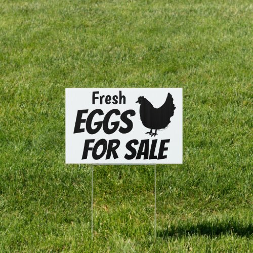 Fresh Eggs for Sale Chicken Silhouette Black  Sign