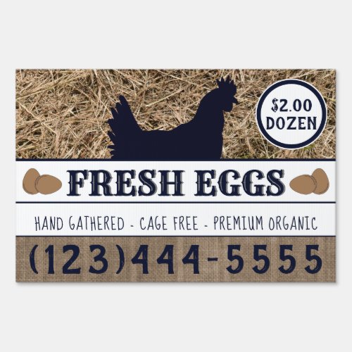 Fresh Eggs For Sale Custom Double Sided Chicken Sign
