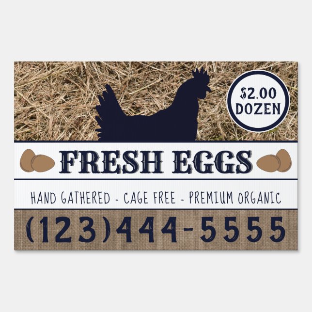 Fresh Eggs For Sale Custom Double Sided Chicken Sign (Front)