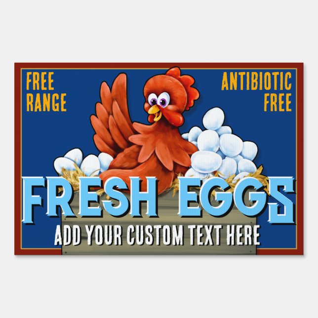 Fresh Eggs for sale. Farm. Organic.  Customizable Sign (Back)
