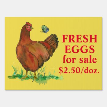 Fresh Eggs For Sale Rhode Island Red Hen Sign by CountryGarden at Zazzle