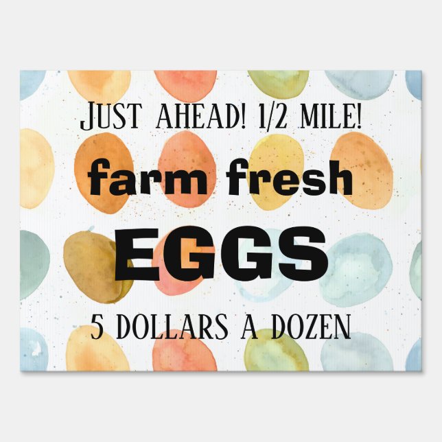 Fresh Eggs For Sale Watercolor Brown Egg Sign (Front)