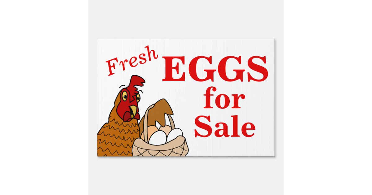 Fresh Eggs for Sale Yard Sign Cartoon Laying Hen | Zazzle.com
