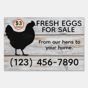 Fresh Eggs for Sale Yard Sign   Farm Style Double 