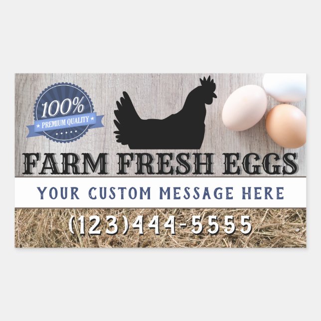 Fresh Eggs From the Farm Premium Quality Chickens Rectangular Sticker (Front)