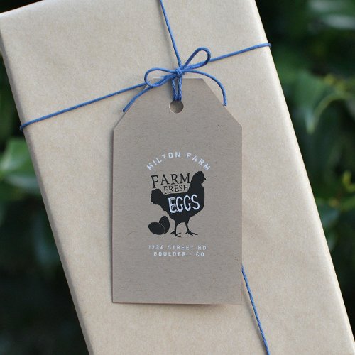 Fresh Eggs Kraft Rustic Script Gift Tags