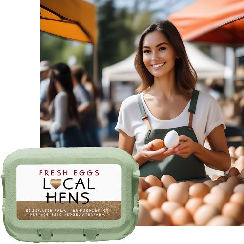 FRESH EGGS Local Hens on Bronze Heart Carton Label