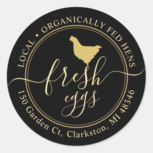 Fresh Eggs Local Organically Fed Hen Gold Chicken  Classic Round Sticker