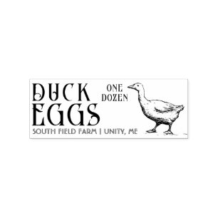 FRESH EGGS One Dozen Duck Carton Basket Tag Stamp