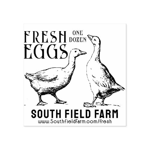 FRESH EGGS One Dozen Duck Carton Basket Tag Stamp 