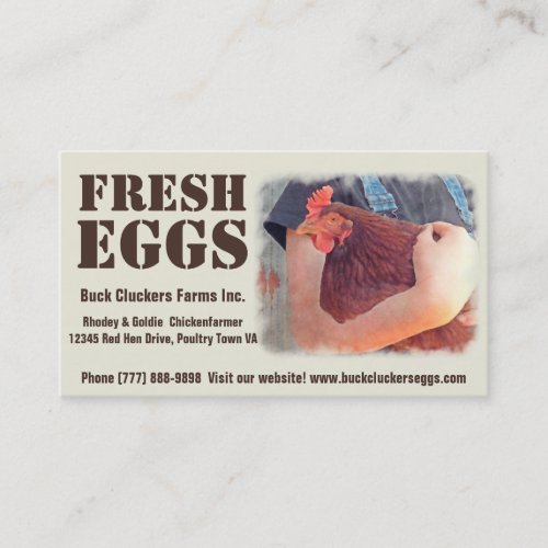 Fresh  Eggs - Red hen Layer Chicken Business Card Templates