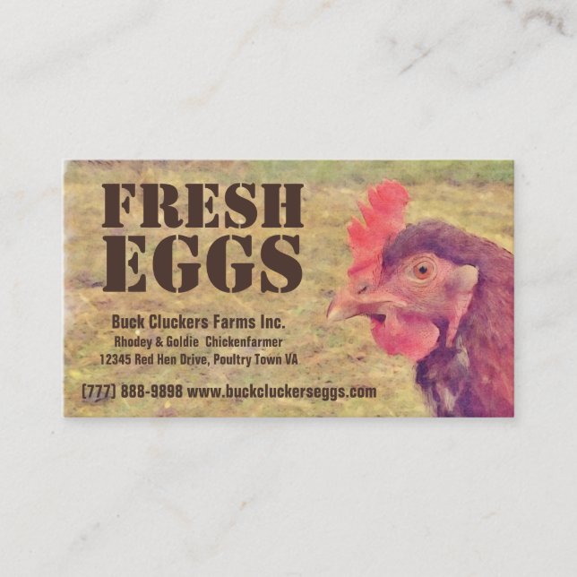 Fresh  Eggs - Red hen Layer Chicken Business Card (Front)