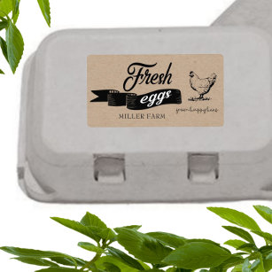 Customizable Vintage Full-Top Label for Egg Cartons