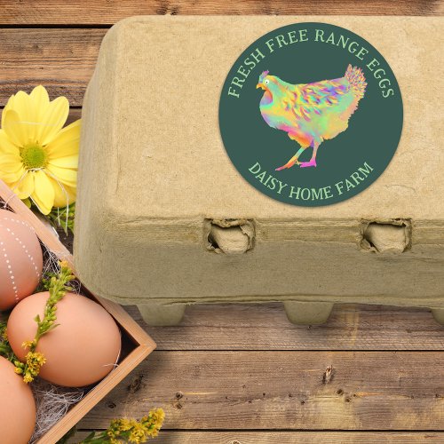 Fresh Eggs watercolor Chicken Business Classic Round Sticker