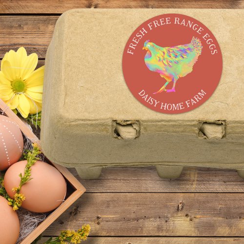 Fresh Eggs Watercolor Chicken Business Classic Round Sticker