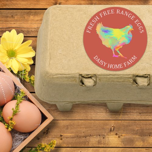 Fresh Eggs Watercolor Chicken Business Personalize Classic Round Sticker