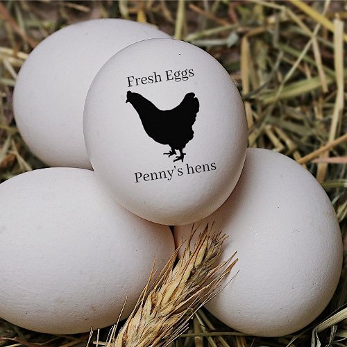 Fresh Eggs Your Name Black Chicken Hen Egg Stamp 
