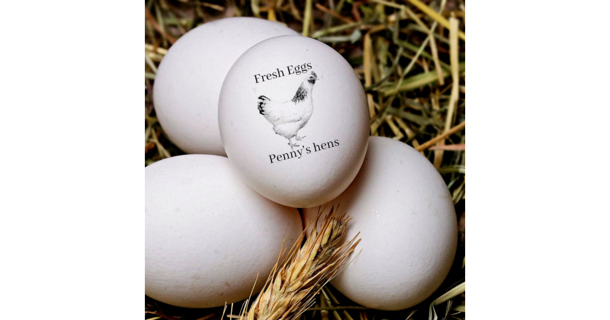 Chicken Eggs Personalized Egg Farm Fresh Date Rubber Stamp, Zazzle