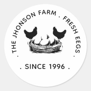 Fresh Eggs Your Name Chicken Hens Egg Stamp Classic Round Sticker