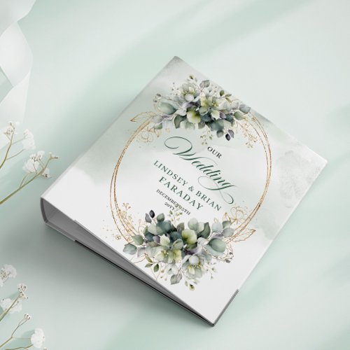 Fresh Elegance Green and White Wedding Album Binde 3 Ring Binder