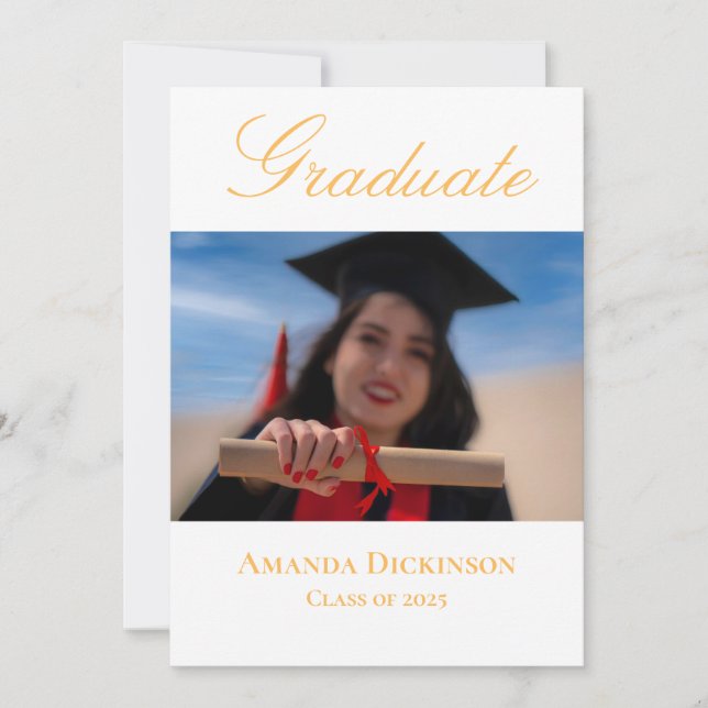 Fresh Elegant Photo Yellow Graduation Invitation (Front)