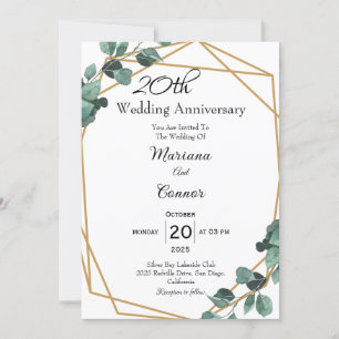 Fresh Emerald Greenery Wedding Anniversary  Invitation