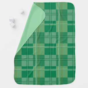 Fresh Emerald Sage Green Plaid Aesthetic Baby Blan Blanket