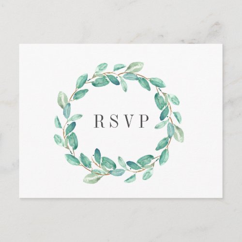 Fresh Eucalyptus Aqua Wedding  RSVP MEAL CHOICE Invitation Postcard