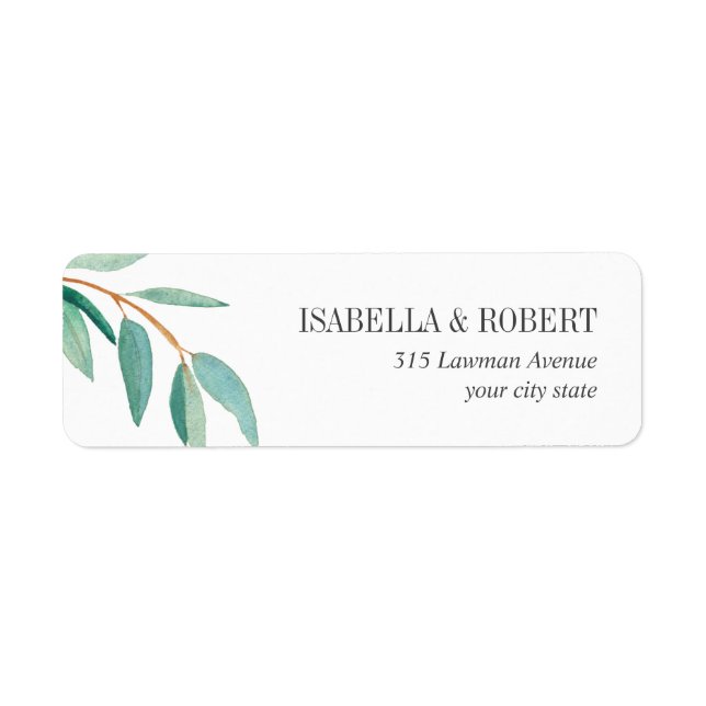 Fresh Eucalyptus leaves personalized wedding Label (Front)