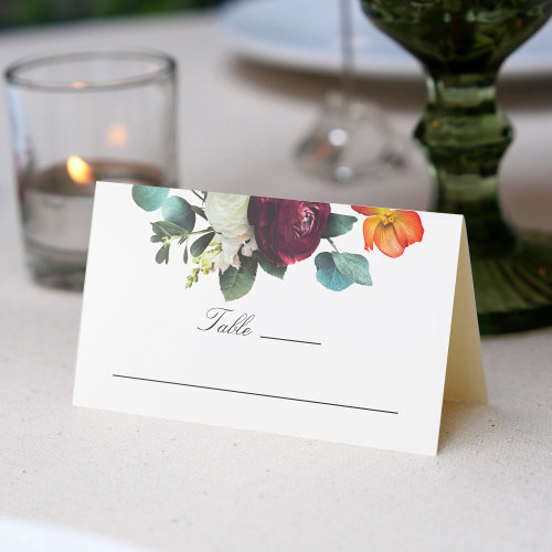 Fresh Fall Floral Rustic Elegant Wedding Place Card