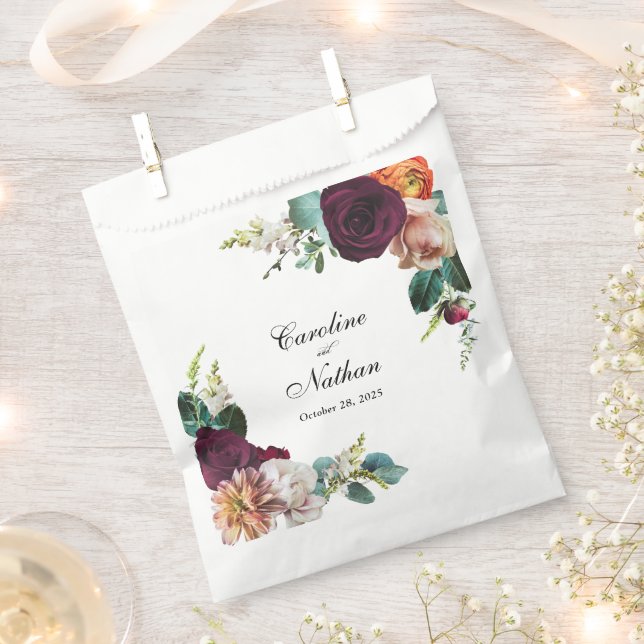 Fresh Fall Floral Wedding Favor Bag (Clipped)