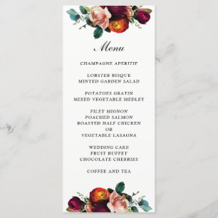 Fresh Fall Floral Wedding Menu
