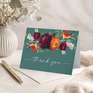 Fresh Fall Rustic Floral Folded Thank You Card
