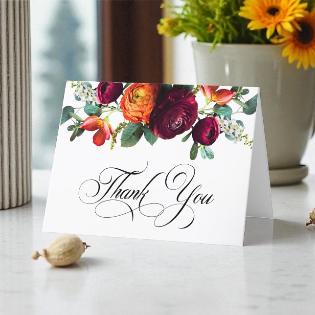 Fresh Fall Rustic Floral Folded Thank You Card (Creator Uploaded)